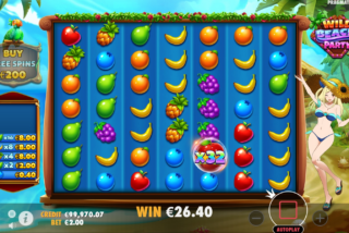 A multiplier win in the Wild Beach Party slot