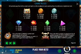 Full paytable for the Star Pirate Code slot machine