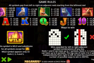 Full paytable of the Buffalo King Megaways slot machine