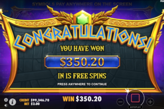 Total win from free spins bonus